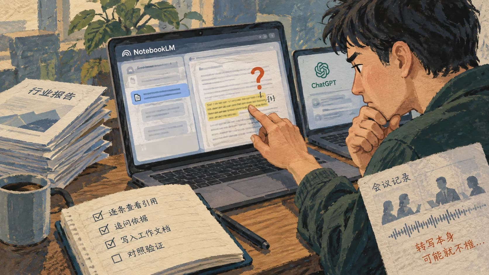 NotebookLM 的引用能定位到段了，我反而看出了几处不对 封面图